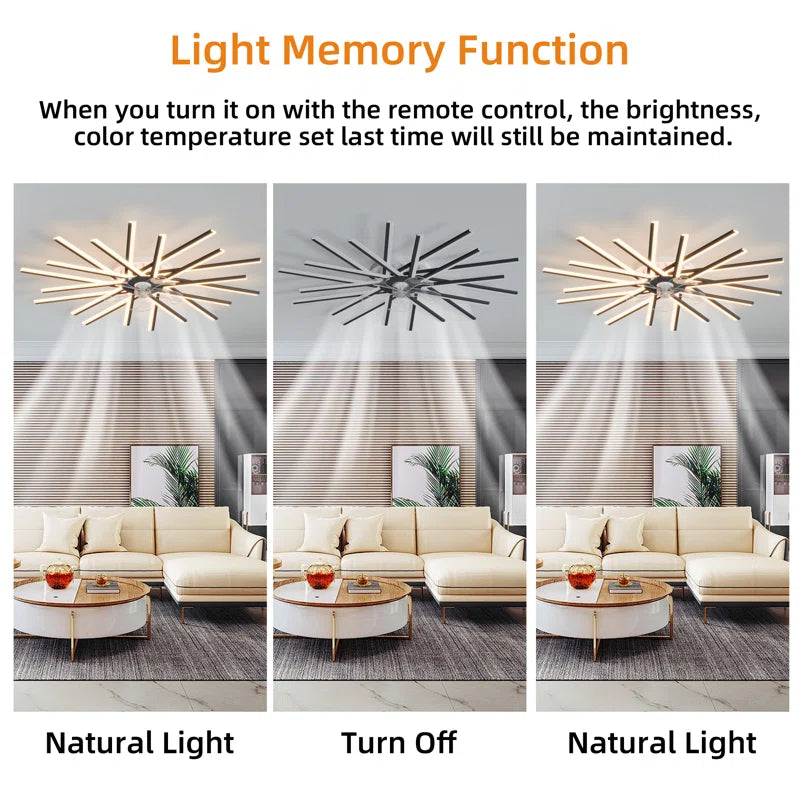 114cm reversible ceiling fan with LED lights from TheChandelierCo, featuring dimmable control and remote operation.
