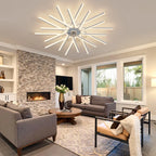 114cm reversible ceiling fan by TheChandelierCo with dimmable LED lights and remote control, shown installed on a ceiling.