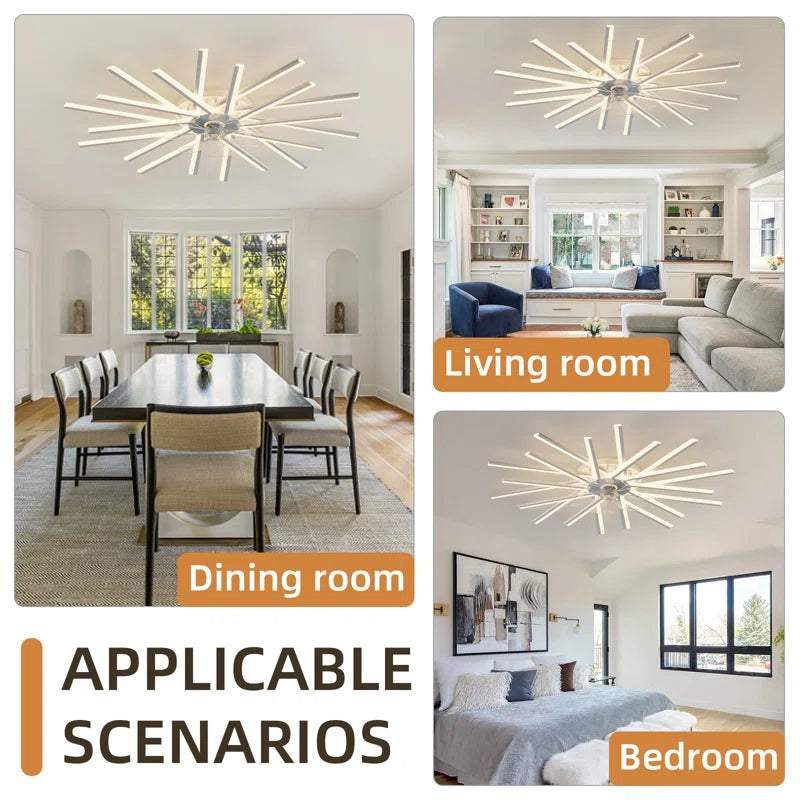 114cm dimmable reversible ceiling fan with LED lights and remote control by TheChandelierCo, shown with blades and integrated lighting.