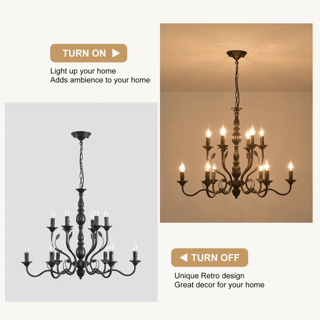 12-Light Dimmable Candle Style Chandelier