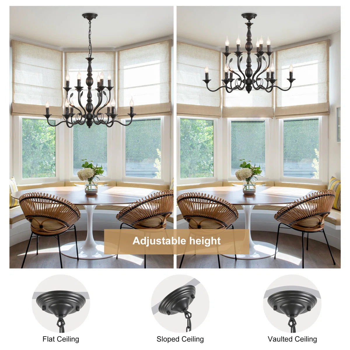 12-Light Dimmable Candle Style Chandelier