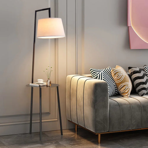 Black tray floor lamp measuring 150cm with a sleek design, featuring a sturdy base and a modern black finish.