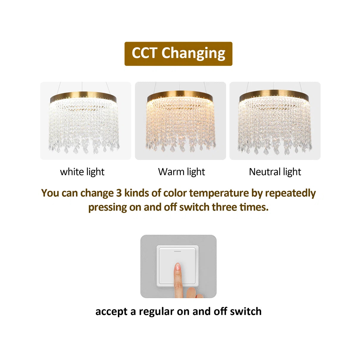 1 - Light Crystal LED Chandelier