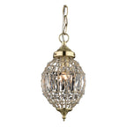 Light satin brass crystal pendant chandelier by TheChandelierCo featuring hanging faceted crystal accents.