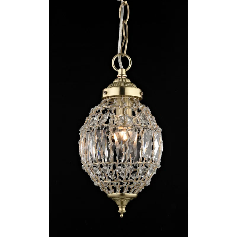 Light satin brass crystal pendant from TheChandelierCo featuring a delicate design with sparkling crystal accents.