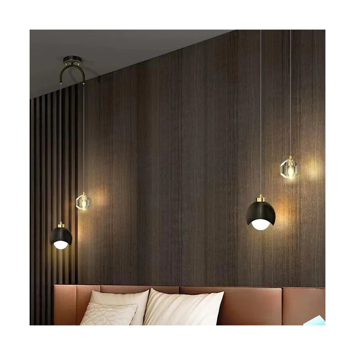 2 - Light Sphere Chandelier Ceiling Light With Glass Accents