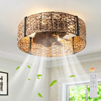 Smart ceiling fan by TheChandelierCo with 7 blades, remote control, and built-in light kit, 30cm size, modern design.