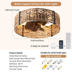 Smart ceiling fan by TheChandelierCo with 7 blades, remote control, and integrated light kit, measuring 30cm in diameter.