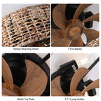Smart ceiling fan with 7 blades, remote control, and integrated light kit, 30cm size, by TheChandelierCo.