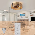 30cm smart ceiling fan with 7 blades, remote control, and integrated light kit, by TheChandelierCo.
