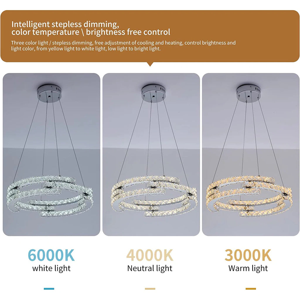 Three-light unique statement LED chandelier by TheChandelierCo with modern design and sleek metal finish.
