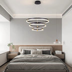 Modern 3-ring 80cm tiered chandelier by TheChandelierCo featuring dimmable LED acrylic crystal pendant lighting.