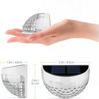 Set of two 4.5cm H solar powered LED outdoor bulkhead lights from TheChandelierCo, compact waterproof wall lights for exterior use.