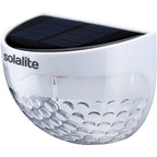 Set of two 4.5cm high solar-powered outdoor LED bulkhead lights by TheChandelierCo, weather-resistant with integrated illumination.