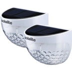 Set of two 4.5cm solar-powered LED outdoor bulkhead lights by TheChandelierCo, compact waterproof lighting for outdoor spaces