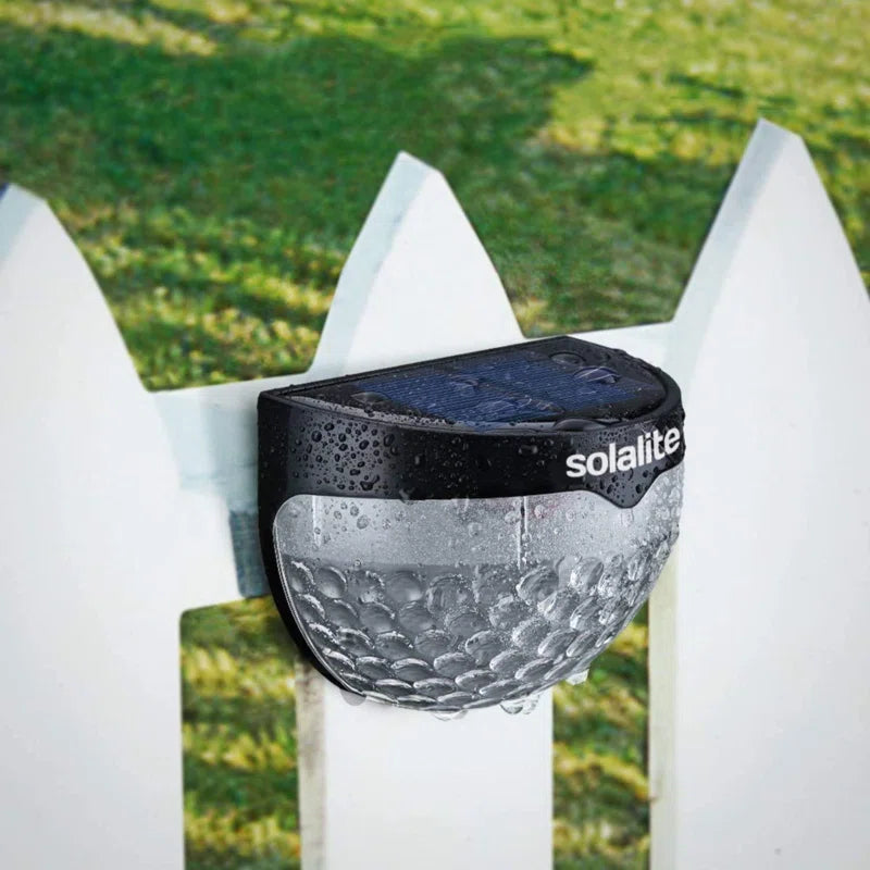 Set of two 4.5cm solar-powered LED outdoor bulkhead lights by TheChandelierCo, compact design for outdoor lighting.