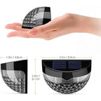 Set of two 4.5cm high solar-powered LED outdoor bulkhead lights by TheChandelierCo, compact and weather-resistant for exterior lighting.