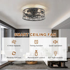 Farmhouse-style 46cm caged ceiling fan with light kit and remote control, featuring a rustic design and metal cage enclosure.