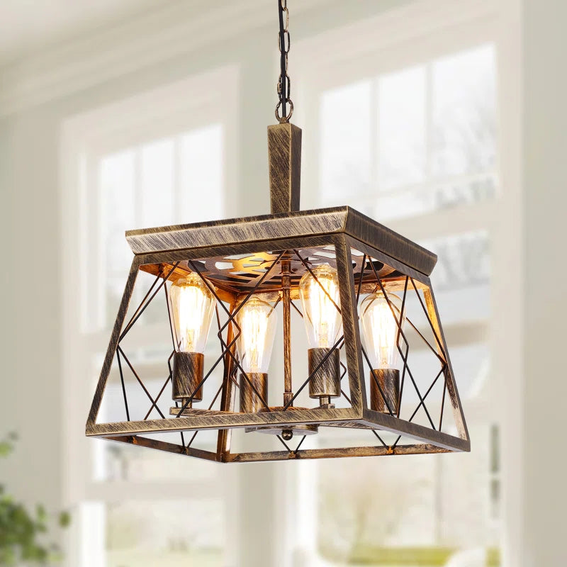 Four light bronze lantern pendant lights from TheChandelierCo with intricate metalwork and warm finish, designed for ceiling installation.