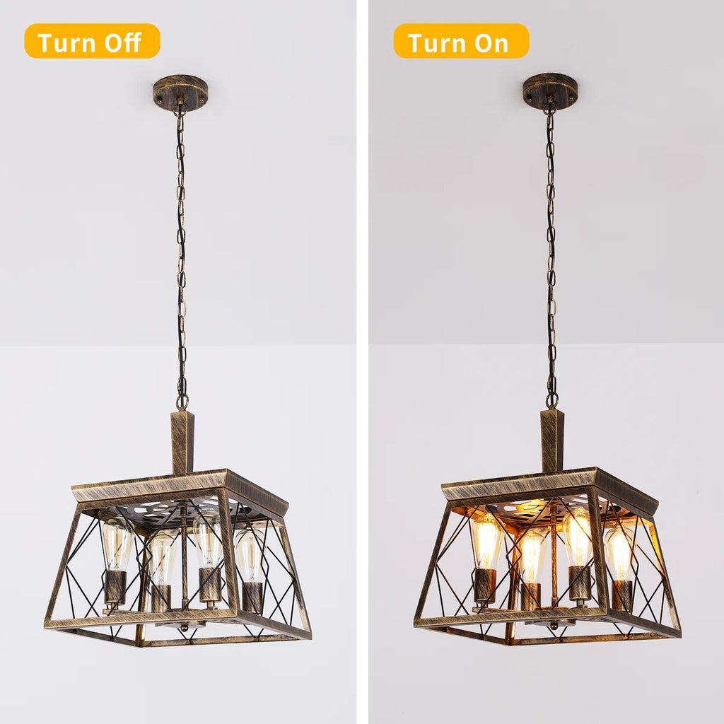 Set of four light bronze lantern pendant lights from TheChandelierCo, featuring classic design and metal construction.