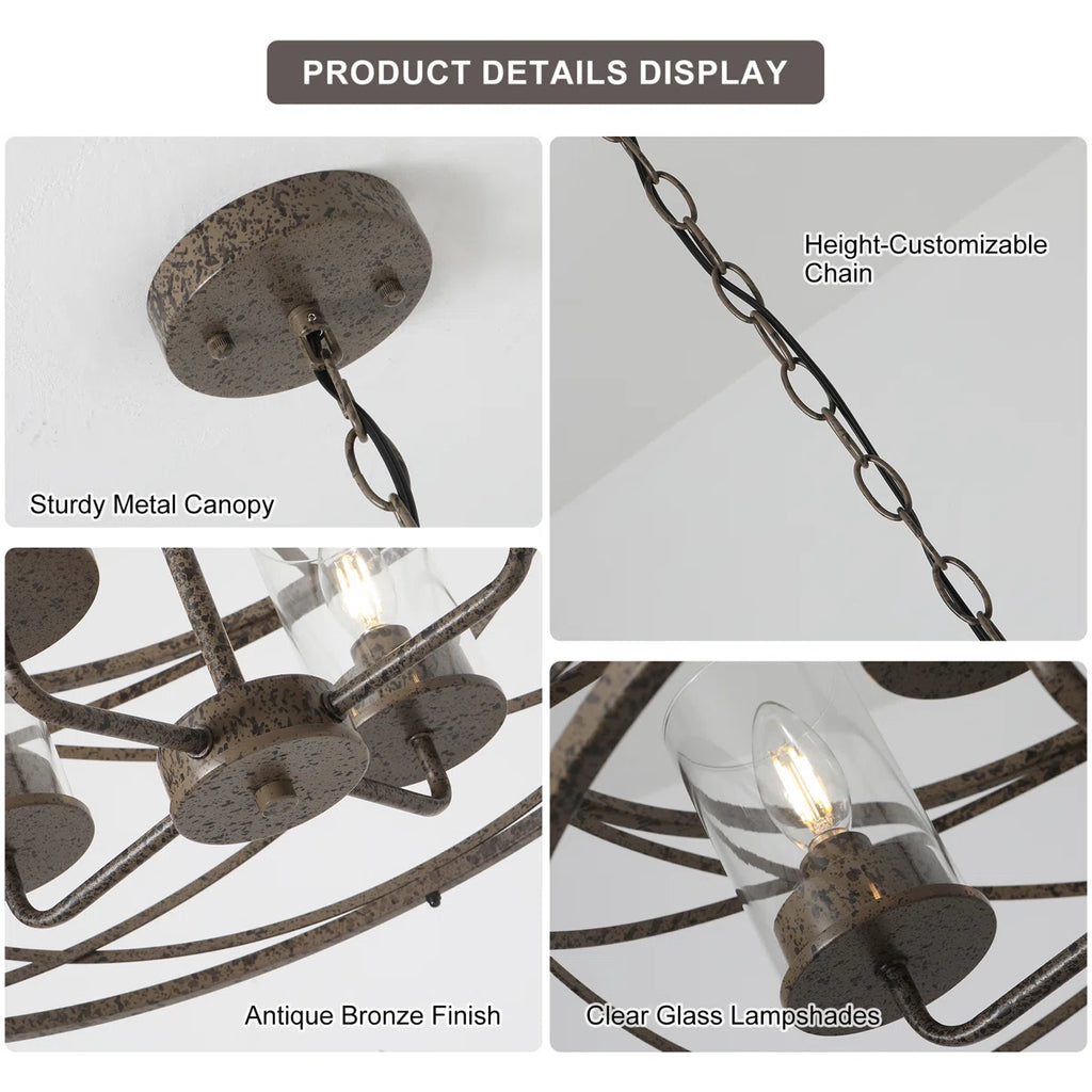 4 - Light Dimmable Farmhouse Unique Design Adjustable Chandelier