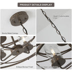 4 - Light Dimmable Farmhouse Unique Design Adjustable Chandelier