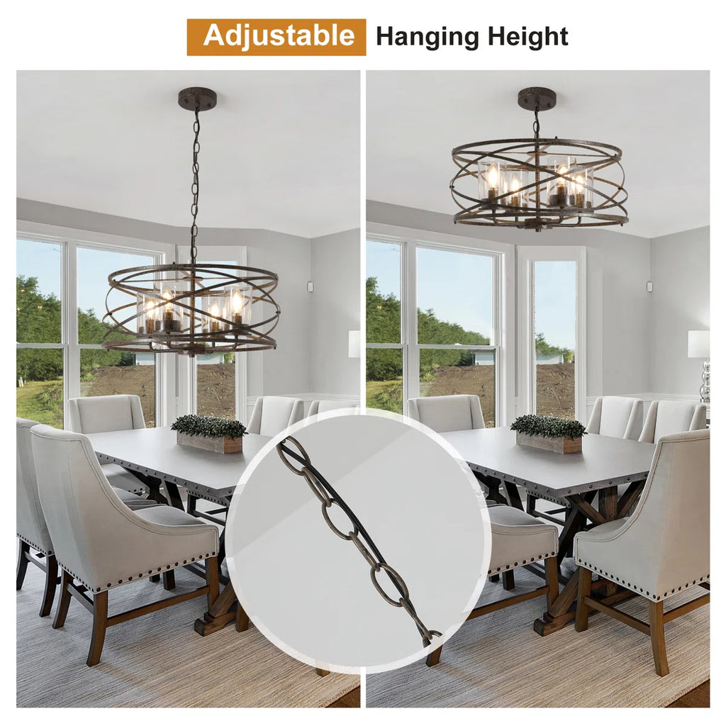 4 - Light Dimmable Farmhouse Unique Design Adjustable Chandelier