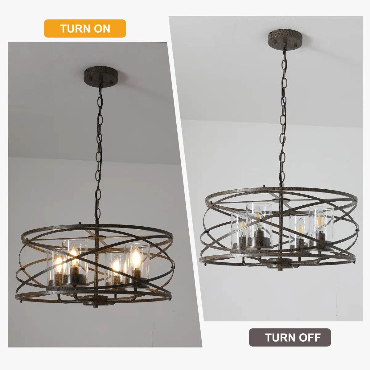 4 - Light Dimmable Farmhouse Unique Design Adjustable Chandelier