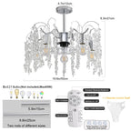 TheChandelierCo 50 cm 7-blade crystal chandelier ceiling fan with light kit, remote control, and mobile app control in a modern interior.