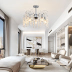 50 cm TheChandelierCo crystal ceiling fan with 7 blades, light kit, remote control, and app for modern home cooling.