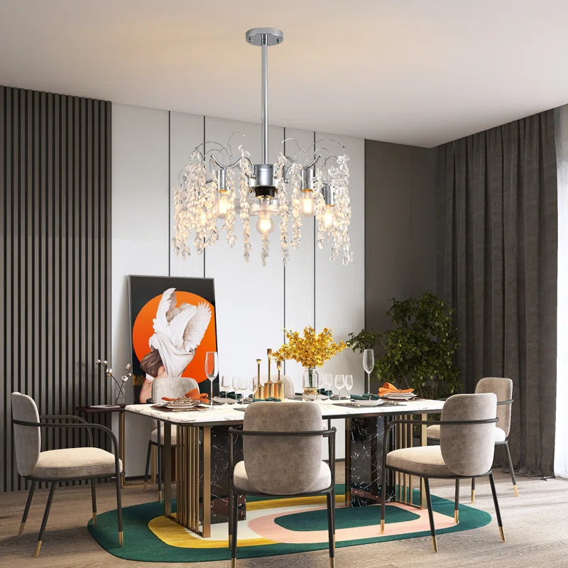 TheChandelierCo 50cm 7-blade crystal chandelier ceiling fan with light kit, remote control, and app control in a modern design.