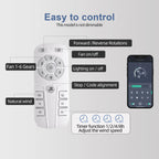 TheChandelierCo 50cm 7-blade crystal ceiling fan with light kit, remote control, and app for modern living room decor.