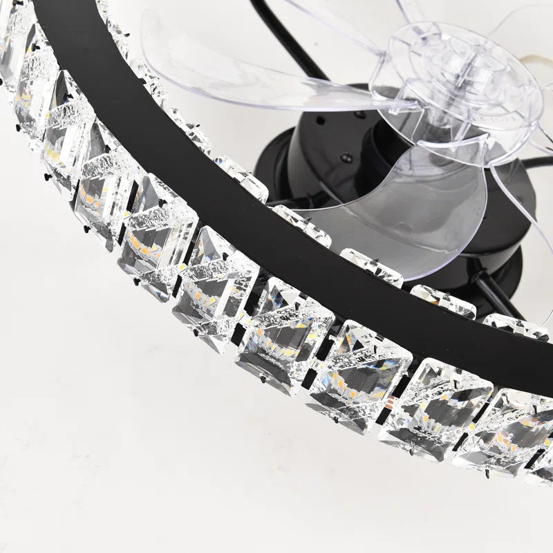 50cm dimmable crystal ceiling fan with LED light, remote control, and smartphone app from TheChandelierCo.