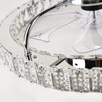 Crystal ceiling fan with LED light, remote control, and app control, 50cm dimmable fan by TheChandelierCo.