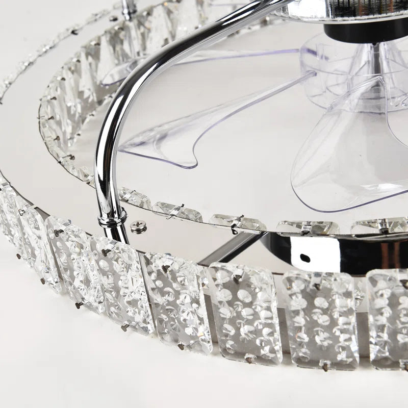 Crystal ceiling fan with LED light, remote control, and app control, 50cm dimmable fan by TheChandelierCo.