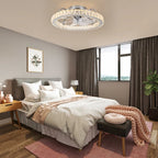50cm dimmable crystal ceiling fan with LED light, remote control, and app by TheChandelierCo, showcasing the fan with crystal accents.