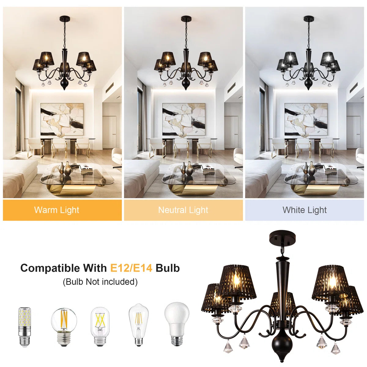 5 - Light Dimmable Classic / Traditional Crystal Chandelier