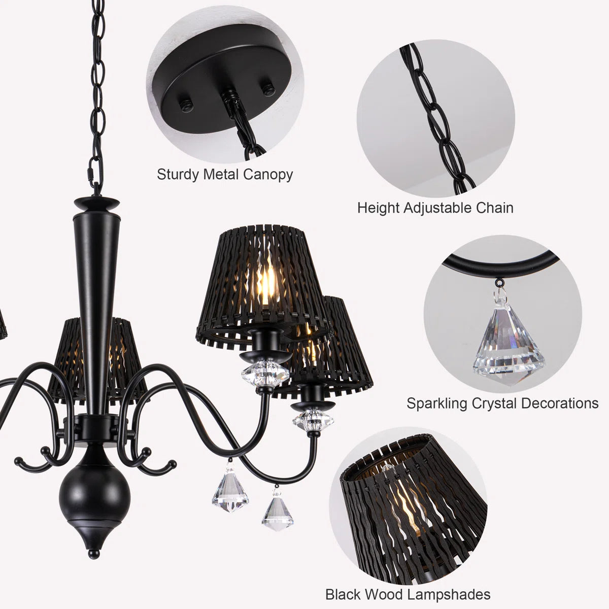 5 - Light Dimmable Classic / Traditional Crystal Chandelier