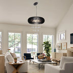 6 - Light Wood Caged Crystal Dimmable Chandelier