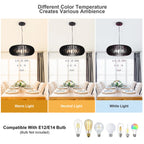 6 - Light Wood Caged Crystal Dimmable Chandelier