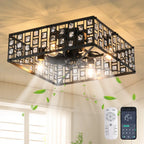 7-blade 50cm ceiling fan by TheChandelierCo with remote control and integrated light kit, modern design and white finish.