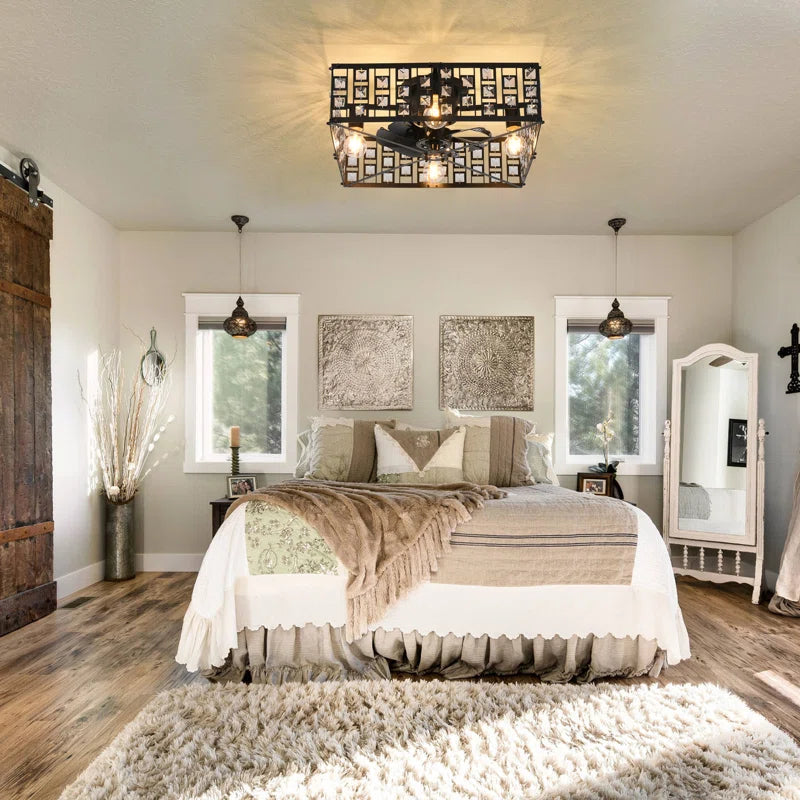 7-blade 50cm ceiling fan with remote control and light kit from TheChandelierCo, featuring modern design and adjustable lighting.