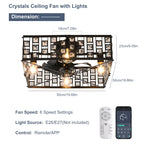7-blade 50cm ceiling fan with remote control and light kit, black finish, modern design, and energy-efficient LED light included.