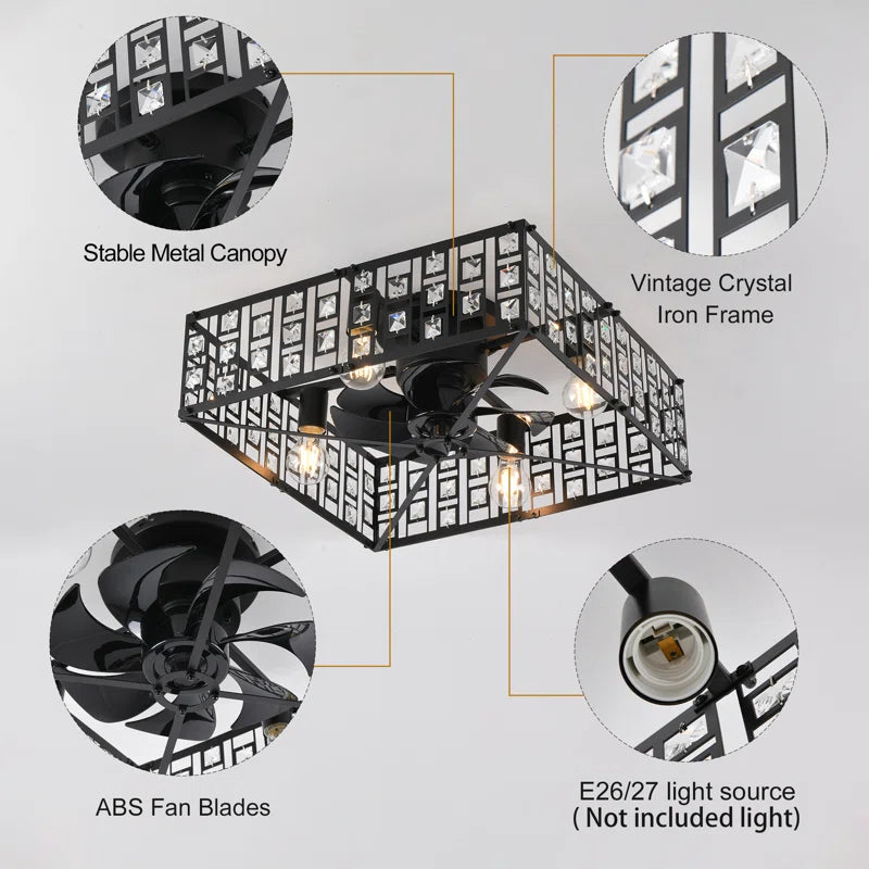 7-blade 50cm ceiling fan from TheChandelierCo with remote control and integrated light kit, ideal for modern interior spaces
