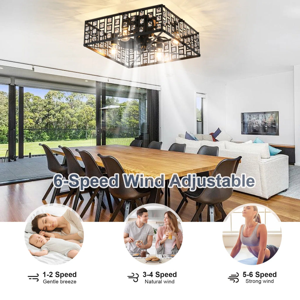 7-blade 50cm ceiling fan by TheChandelierCo with remote control and integrated light kit, suitable for modern ceiling lighting.