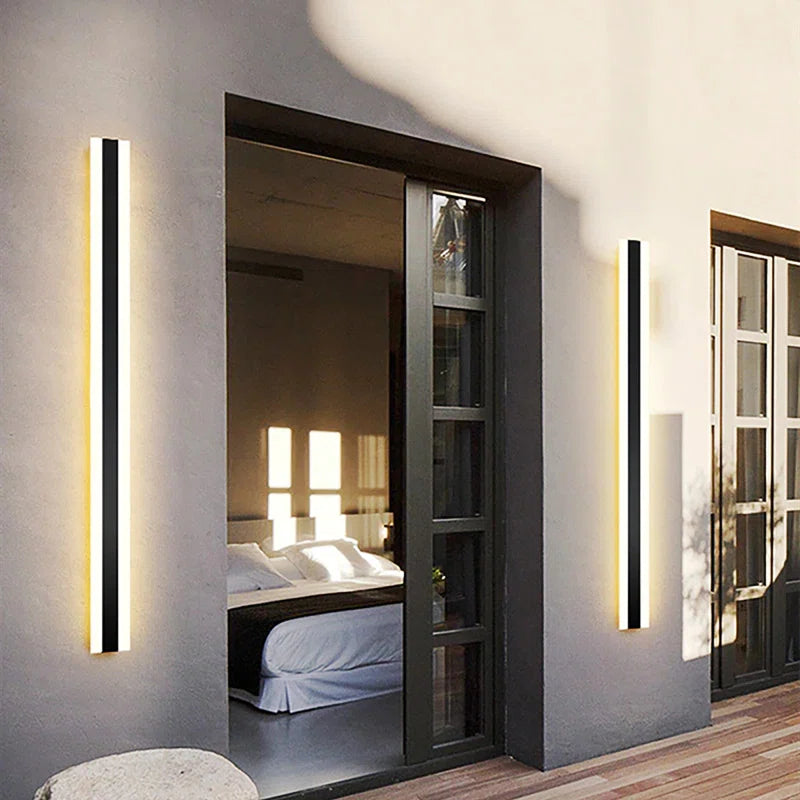 Black 150cm outdoor flush mount LED light fixture by TheChandelierCo, sleek integrated design for exterior lighting.