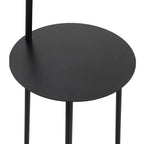 Abhirami 150cm black metal tray table floor lamp with linen lampshade, modern lighting with a sleek design