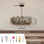 Alfaigh modern geometric crystal chandelier in black with 14 lights and adjustable chain, featuring sleek contemporary design.