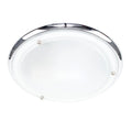Altieri glass flush mount ceiling light with clear glass shade and chrome finish, designed for modern interior lighting.