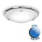 Altieri glass flush mount ceiling light by TheChandelierCo featuring a sleek, modern design with clear glass shade and metal fixture.